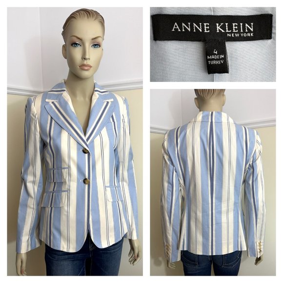 VINTAGE 90's ANNE KLEIN New York made Turkey Fitted 100% Cotton Jacket 4 - NWOT - Picture 1 of 12